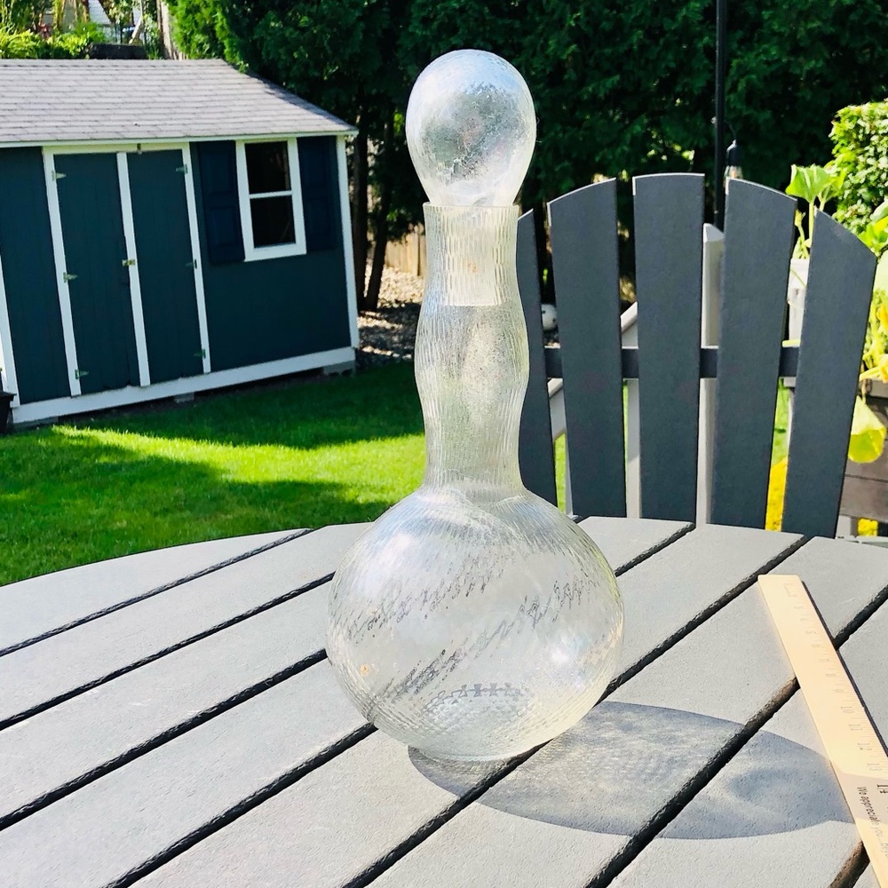 Clear Glass vintage Decorative crackle vase mid century